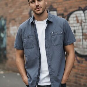 Michael Brandon Charcoal Button Down Shirt Men's Size Small